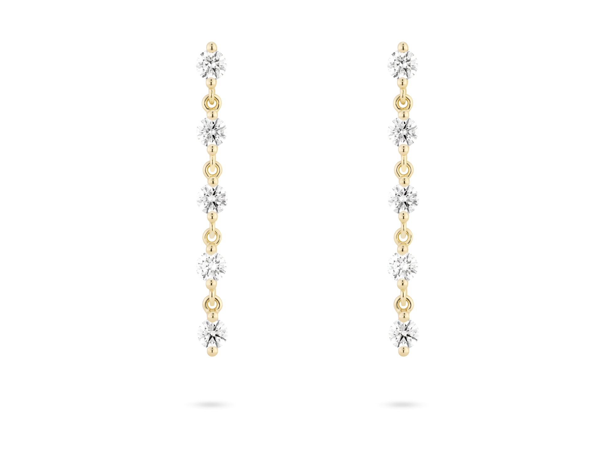 ER1523S01B-PRST_1.2cttw_line_earrings_YG_front.png Lab-Grown Diamond 1½ct. tw. Round Brilliant Line Drop Earrings | White - Image 1