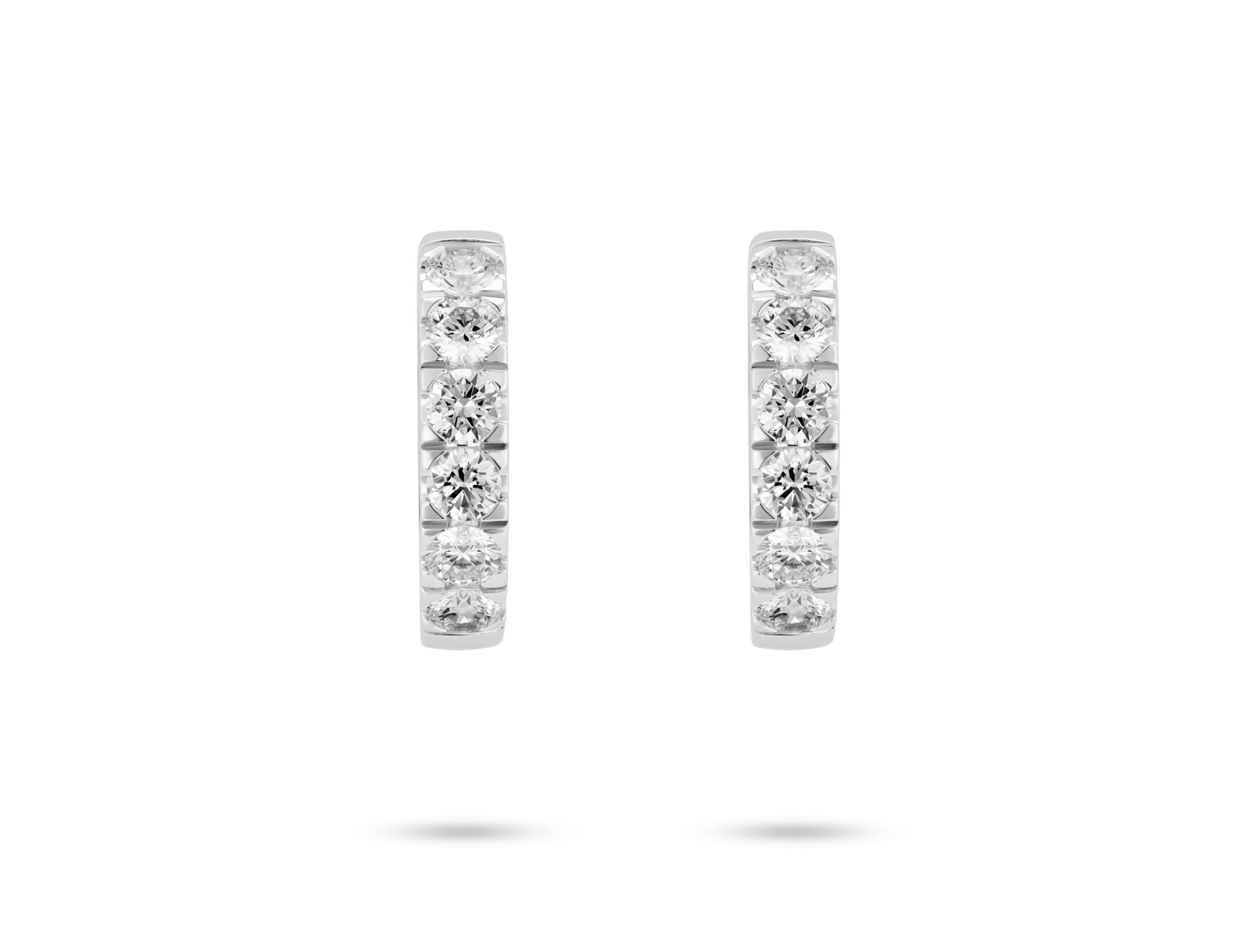 ER1591S01A-PRHP_1.2cttw_huggie_WG_front.png Lab-Grown Diamond 1⅕ct. tw. Round Brilliant Pavé Huggie Hoops | White - Image 1