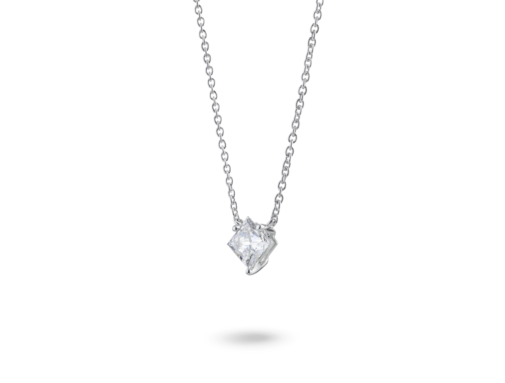 PD109996_118_princess_pendant_white_side.png Lab-Grown Diamond 1⅛ct. Princess Cut 14k Gold Pendant | White - Image 1